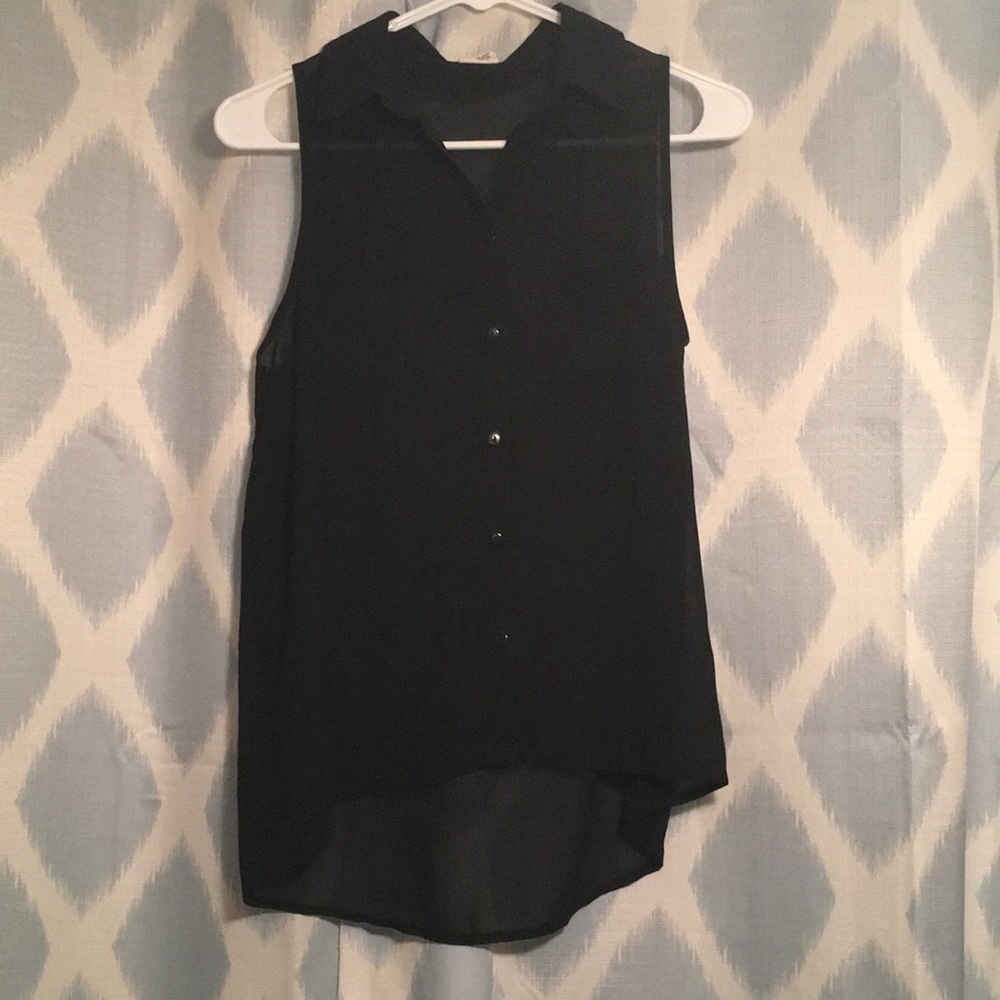 BOGO 50% OFF Sheer Black Button-Up Blouse